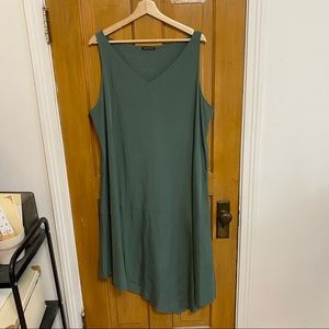 Forest green asymmetrical hem tank dress